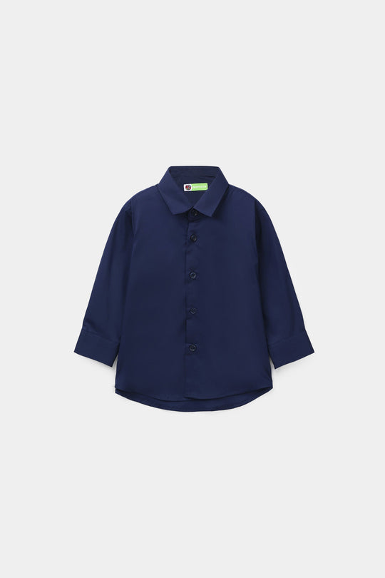 Infant Boys Yarn Dyed Formal Shirt - Navy
