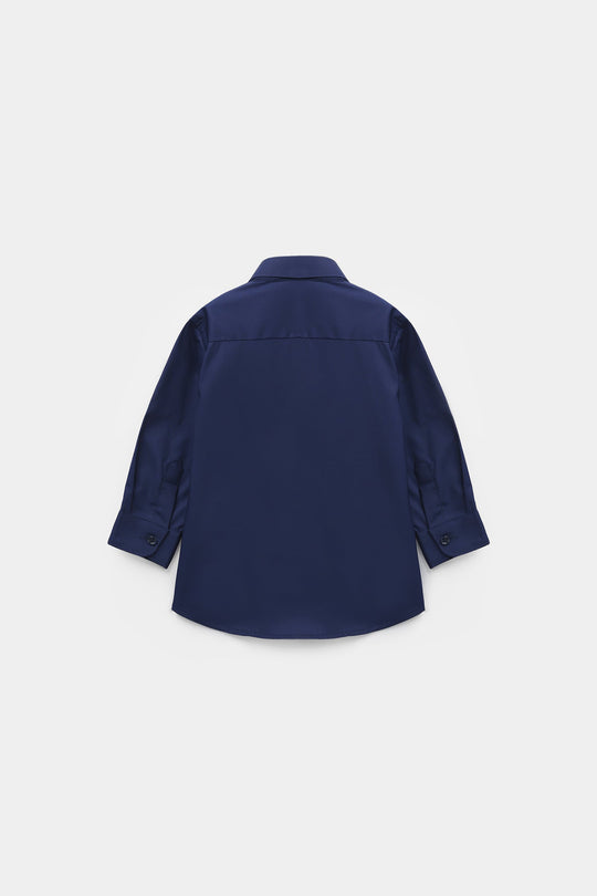Infant Boys Yarn Dyed Formal Shirt - Navy