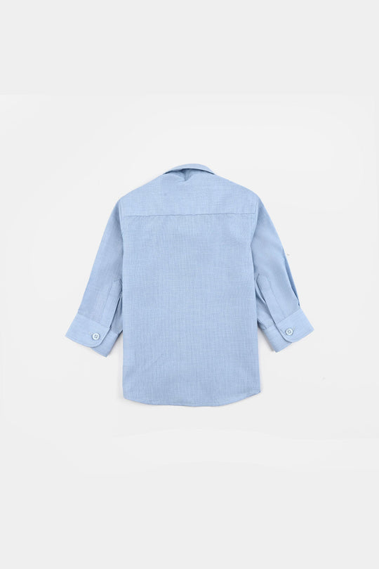 Infant Boys Chambray Formal Shirt-BLUE