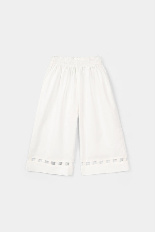 Infant Girls Cotton Culotte Pant Box (White)