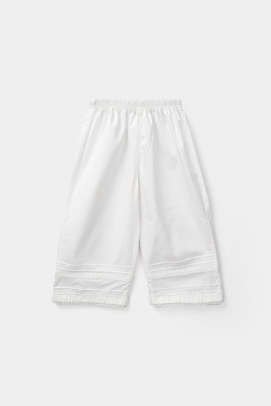 Infant Girls Cotton Culottes Laces - White