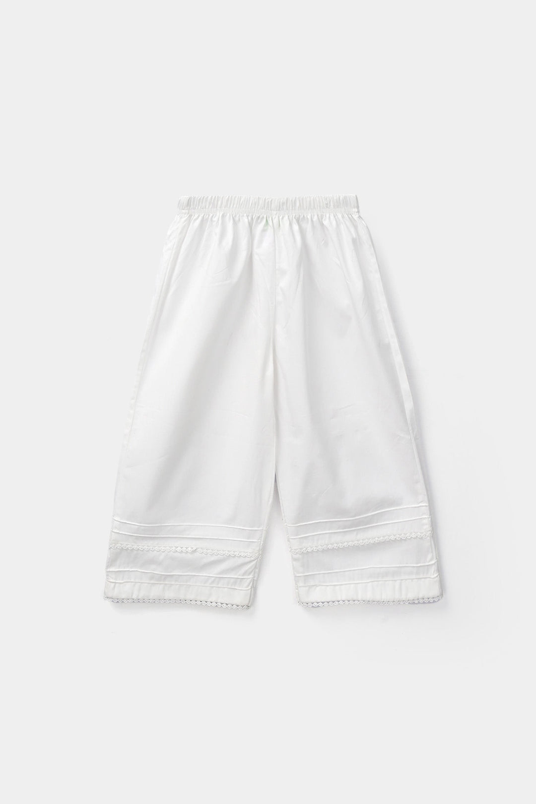 Infant Girls Cotton Culottes Laces - White