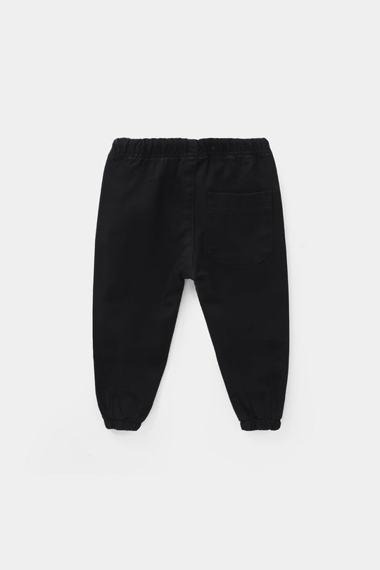 Infant Boys Cotton Twill Pants Basic Jogger - Black