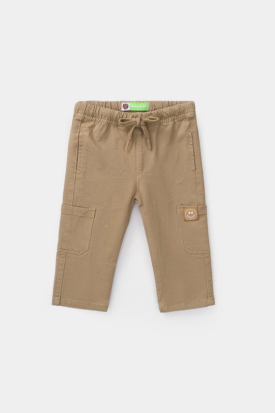 Infant Boys Cotton Twill Pants Cargo Style - Camel/Brown