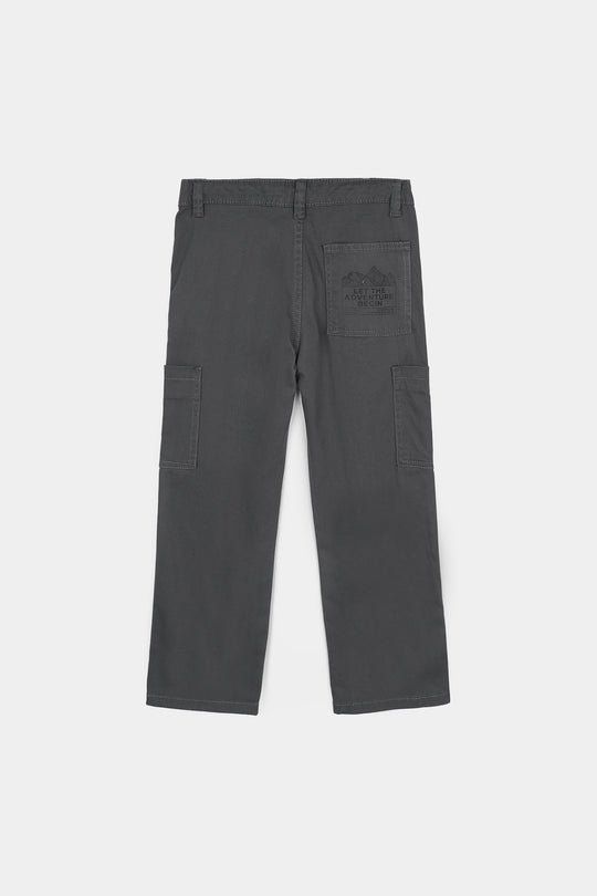 Boys Cotton Twill Pant – Dark Grey