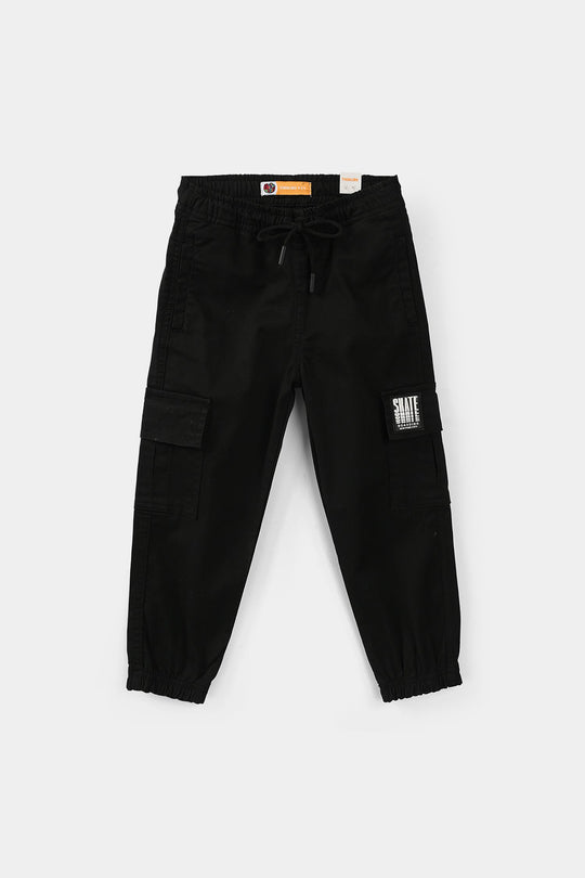 Boys Cotton Twill Pants (Roll Up) - Black