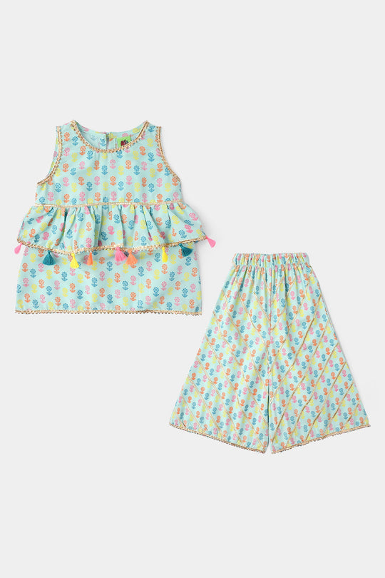 Infant Girls Poly Cambric 2Pcs Set (Dolly) - Mint Green