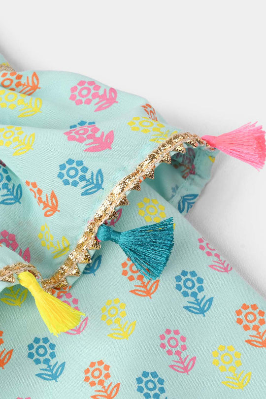 Infant Girls Poly Cambric 2Pcs Set (Dolly) - Mint Green