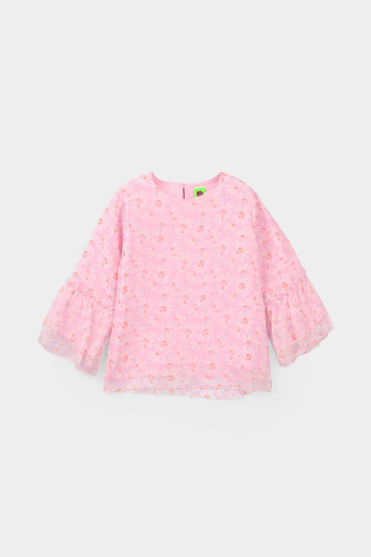 Infant Girls Chiffon Casual Top Pink Flamingo-PINK