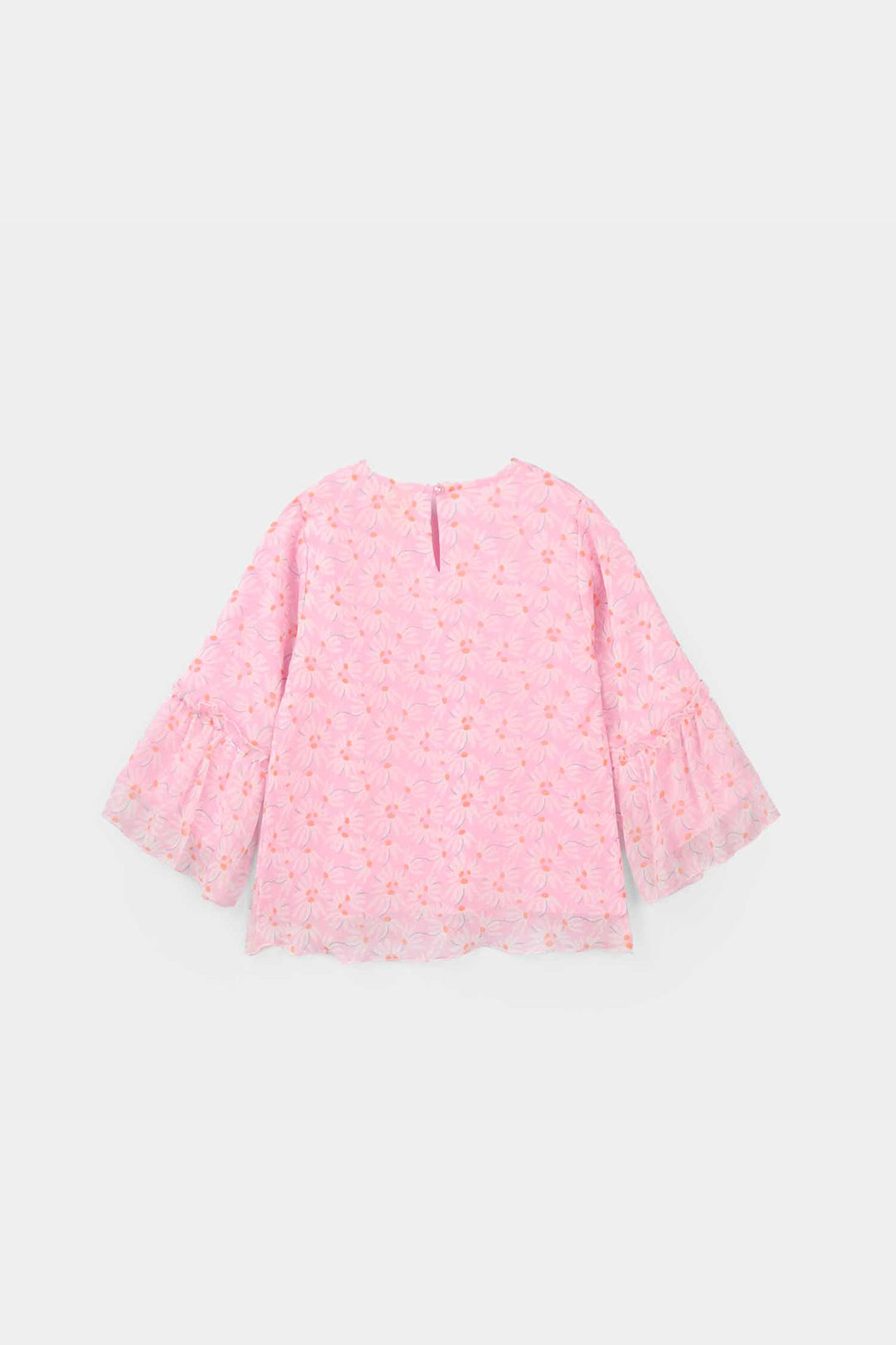 Girls Chiffon Casual Top - Pink Flamingo