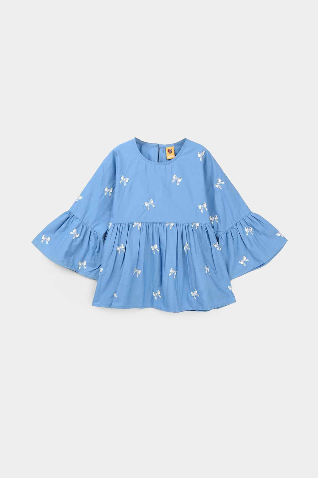 Girls Cotton Embroidered CO-Ord Set - Blue