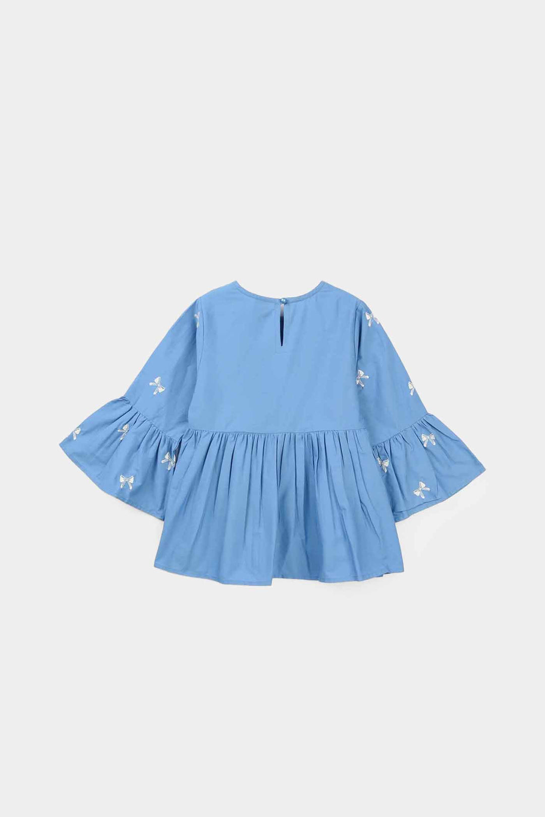 Girls Cotton Embroidered CO-Ord Set - Blue