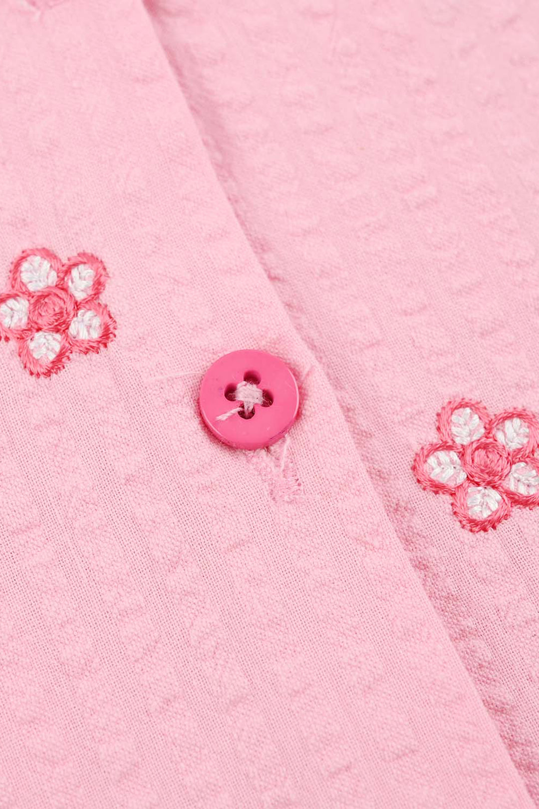 Girls Cotton Embroidered Top (Candy) - Pink