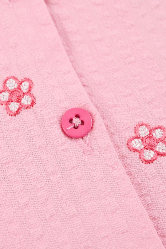 Girls Cotton Embroidered Top (Candy) - Pink