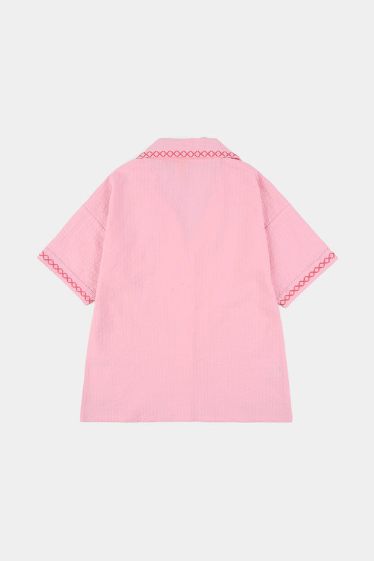 Girls Cotton Embroidered Top (Candy) - Pink
