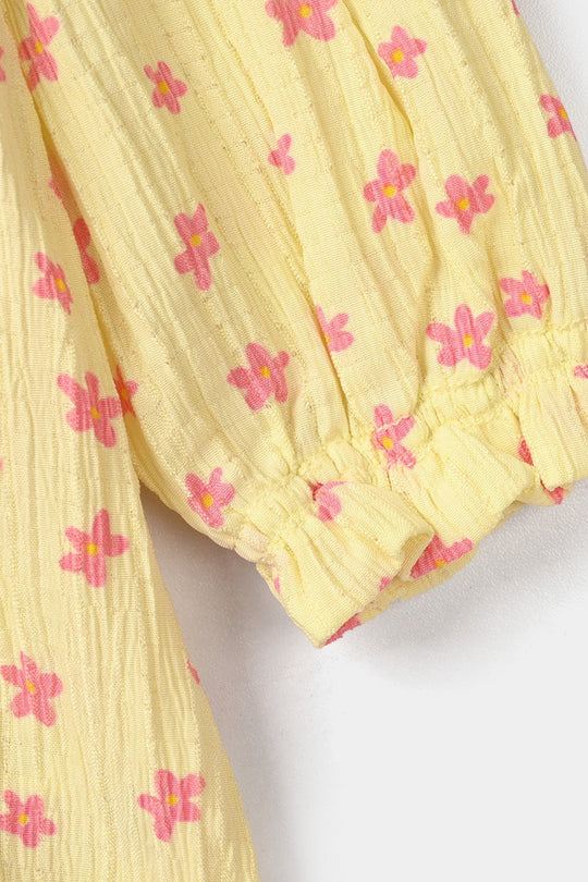 Infant Girls Cotton Casual Top - Lemon Yellow