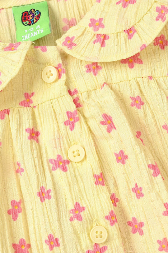 Infant Girls Cotton Casual Top - Lemon Yellow