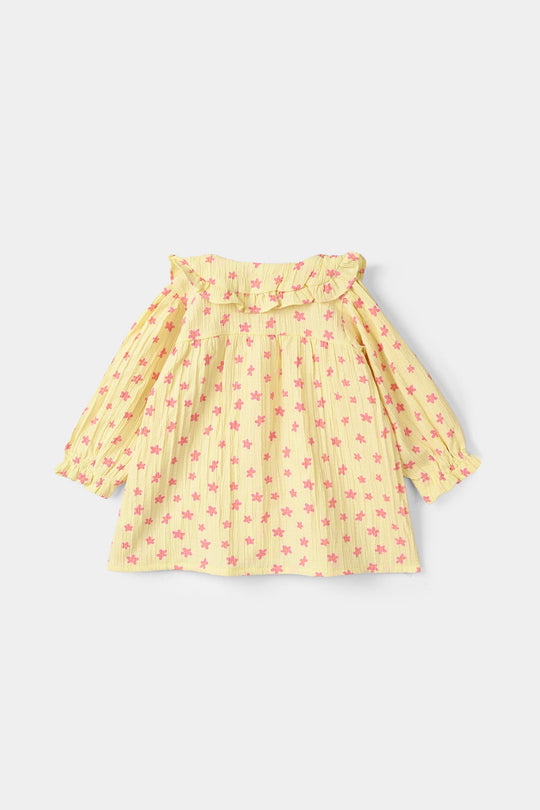 Infant Girls Cotton Casual Top - Lemon Yellow