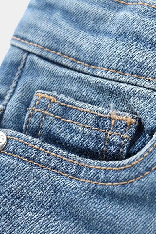 Boys Denim Stretch Pants (Folded) - Mid Blue