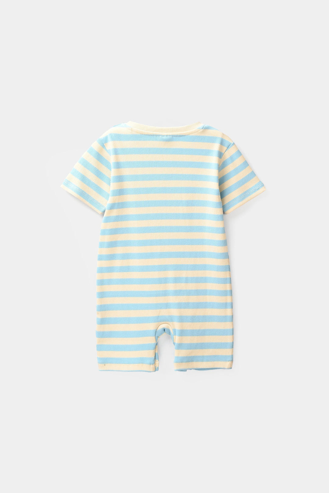 Infant Boys Rib Knitted Romper (Stripes) - Blue