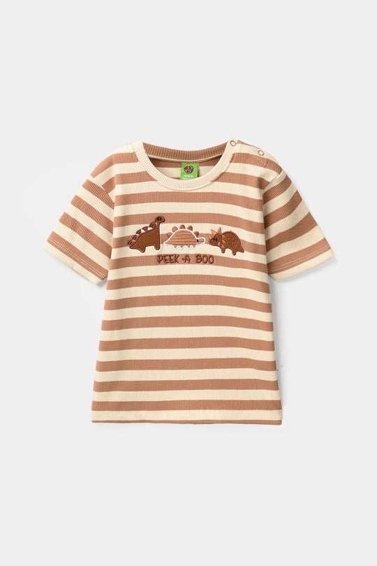 Infant Boys Rib Knitted Suit - Brown