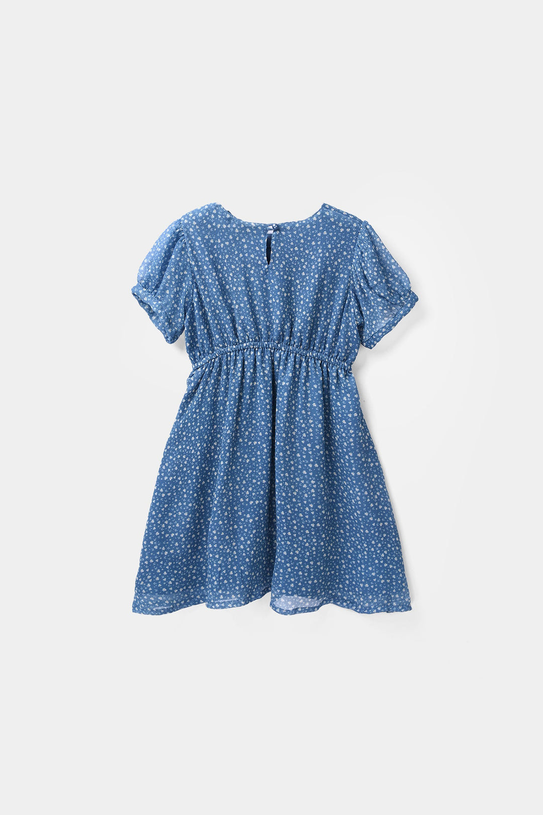 Girls Chiffon Casual Floral Frock - Blue
