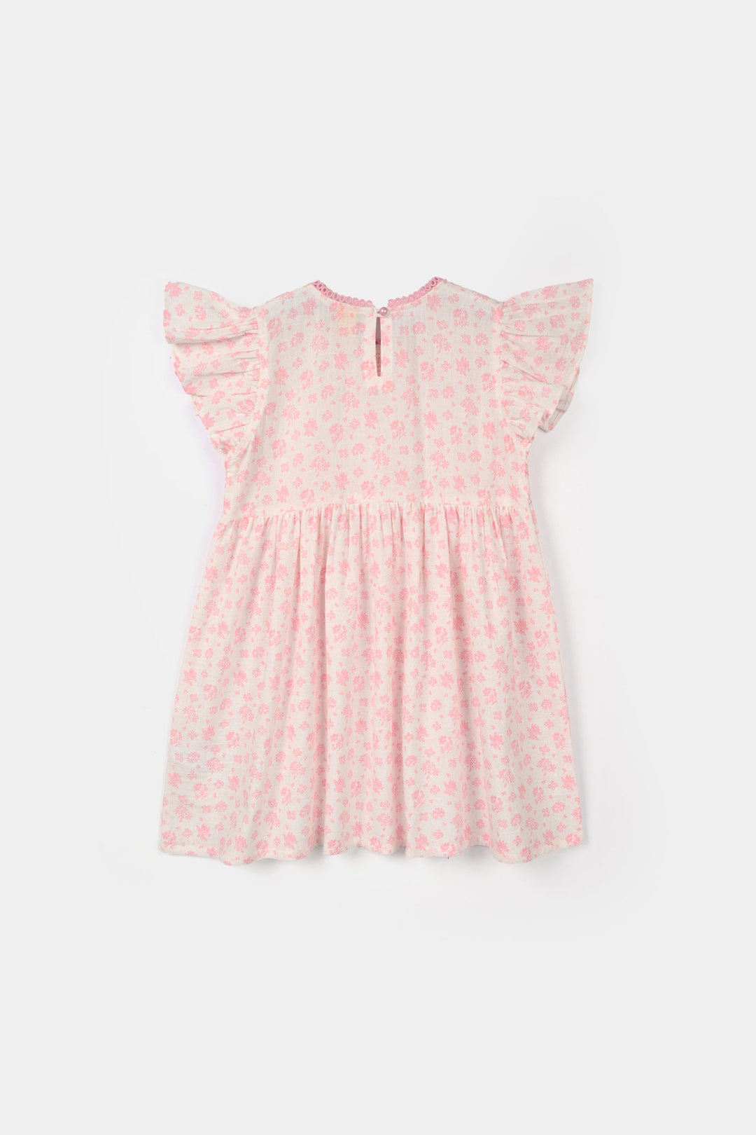Girls Cotton Casual Frock Smoking-Pink
