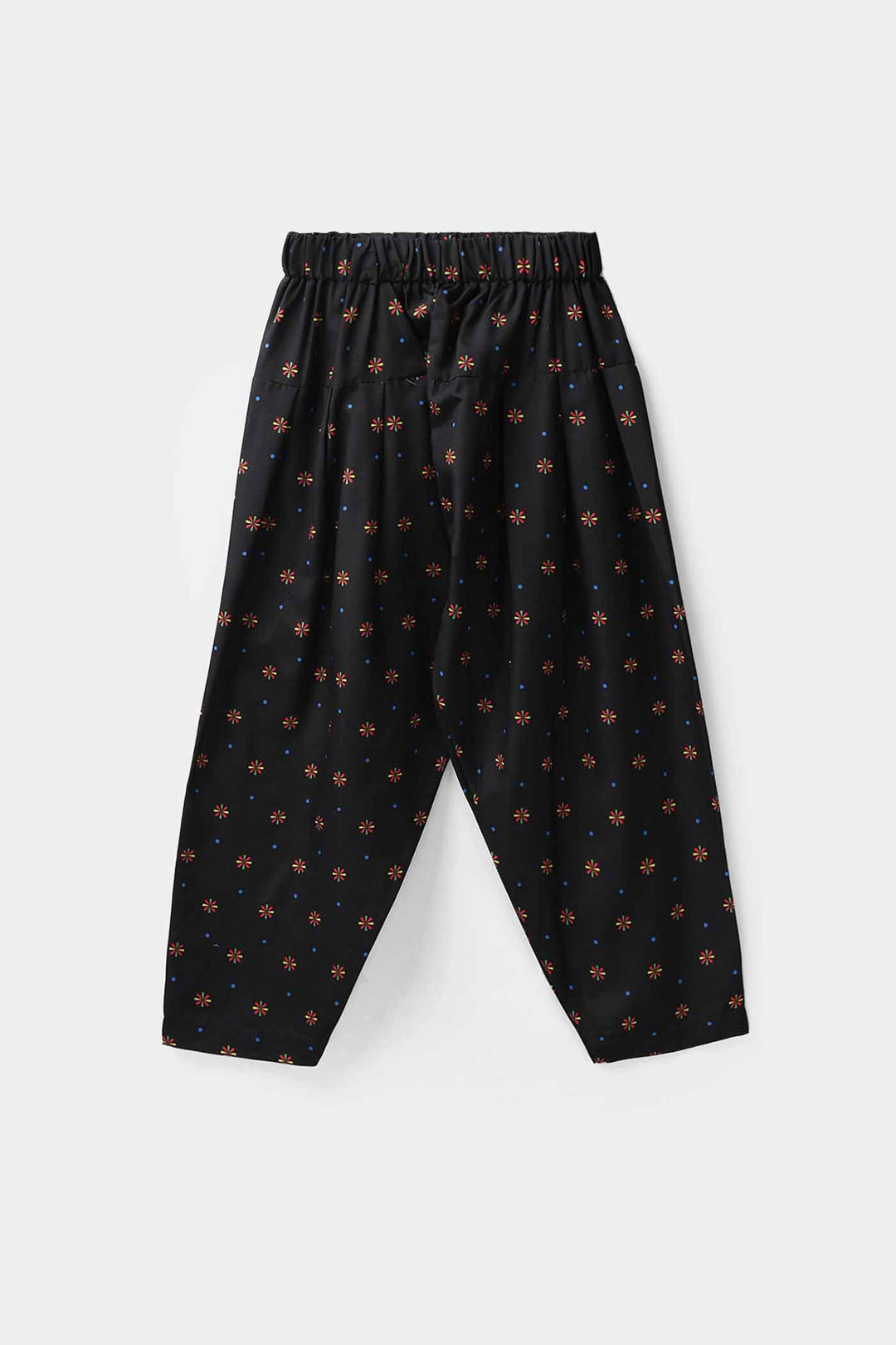 Girls Poly Satin Printed Shalwar - Black