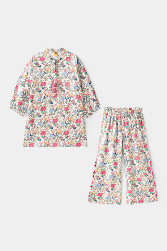 Girls Cotton Printed 2Pcs Floral - Multi
