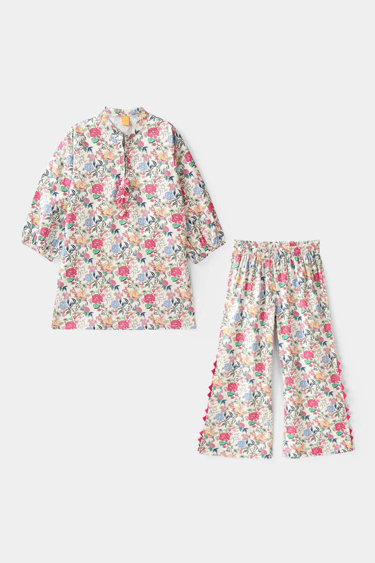 Girls Cotton Printed 2Pcs Flora - Multi