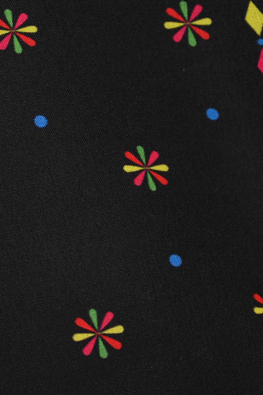 Girls Poly Satin Printed Kurti - Black