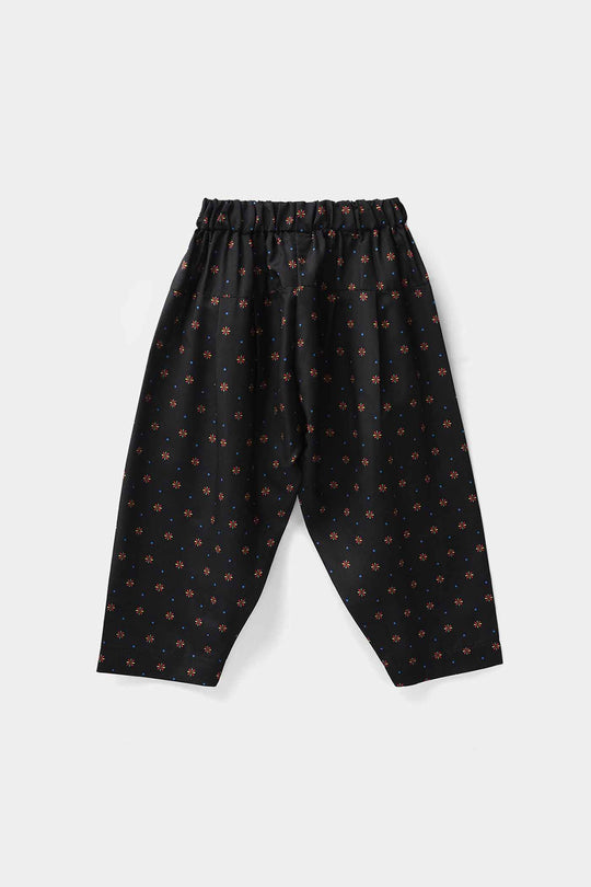 Infant Girls Poly Satin Printed Shalwar - Black