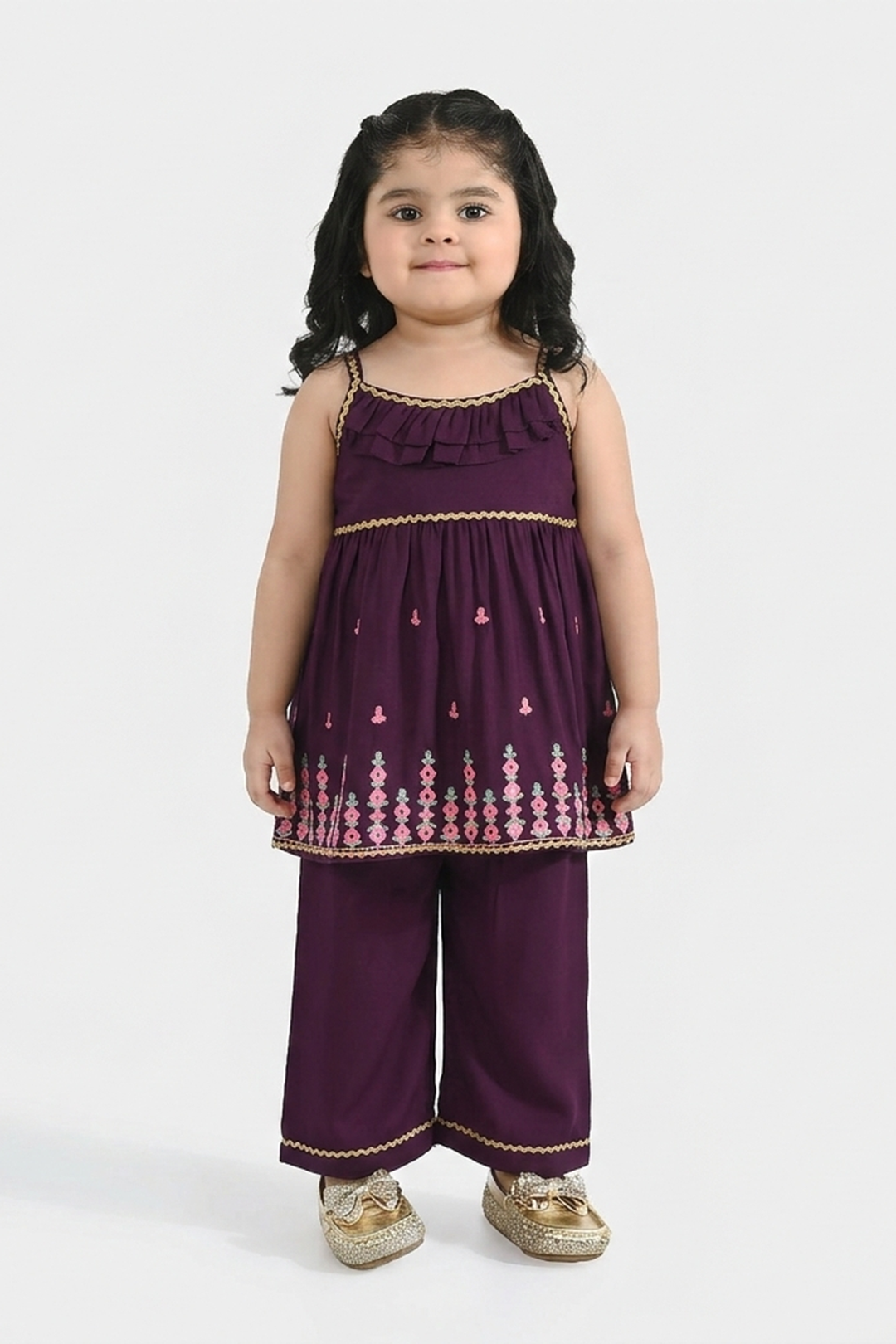 Infant Girls Poly Cambric 2-Piece Set (Maehka Gul) - Purple