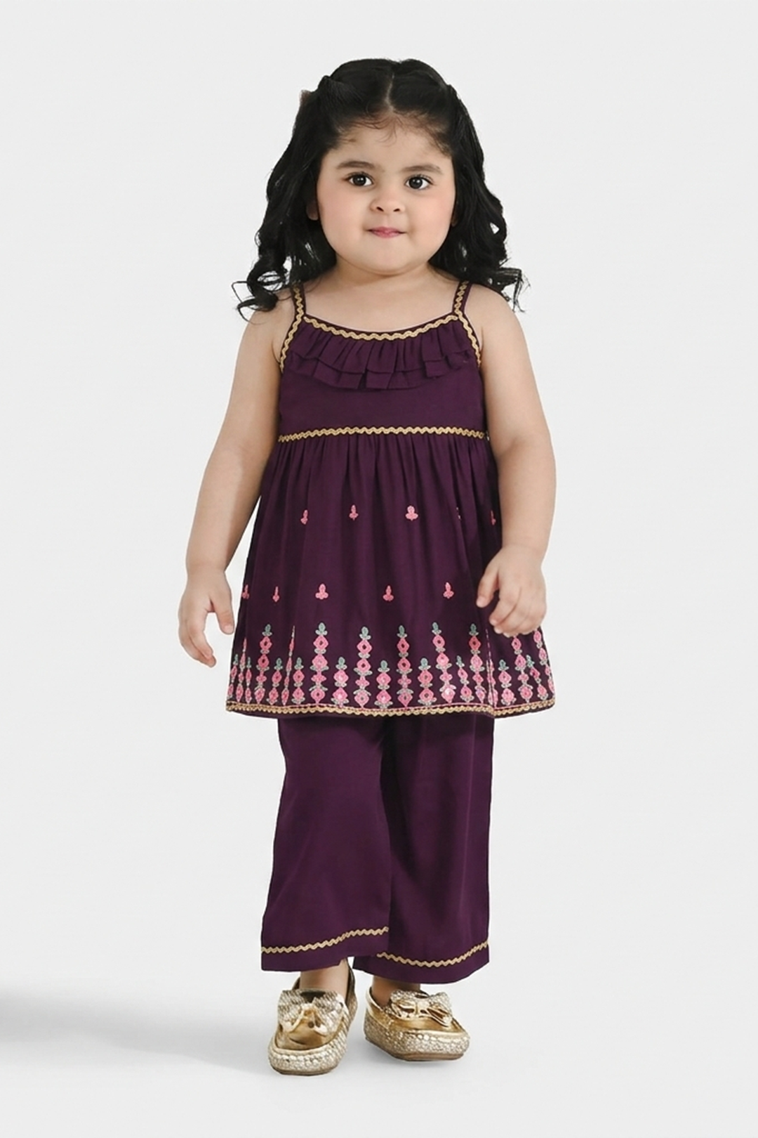 Infant Girls Poly Cambric 2-Piece Set (Maehka Gul) - Purple