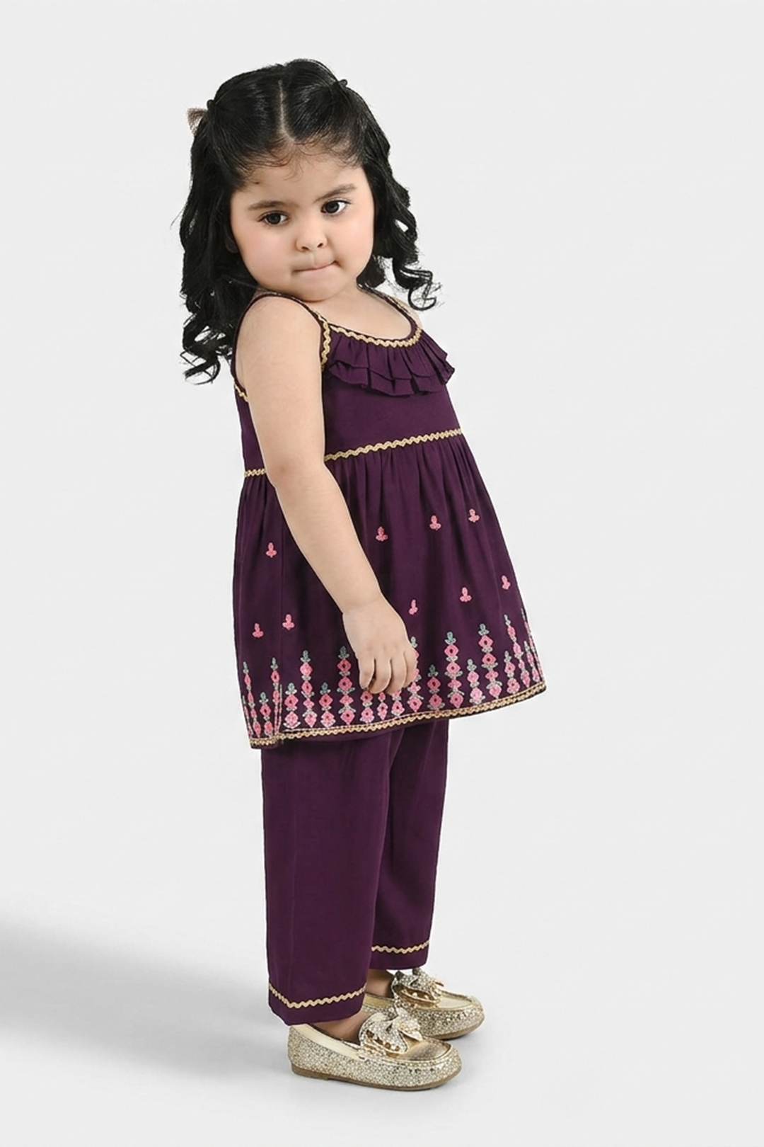 Infant Girls Poly Cambric 2-Piece Set (Maehka Gul) - Purple