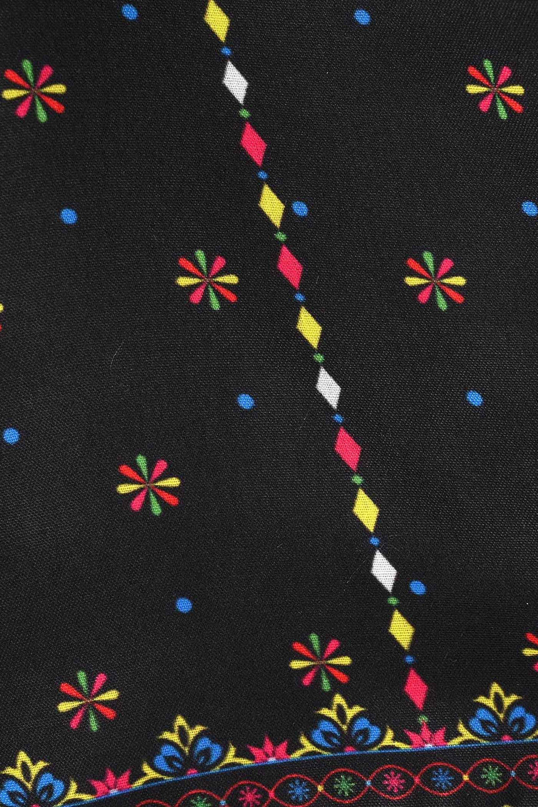 Infant Girls Poly Cambric Printed Kurti - Black