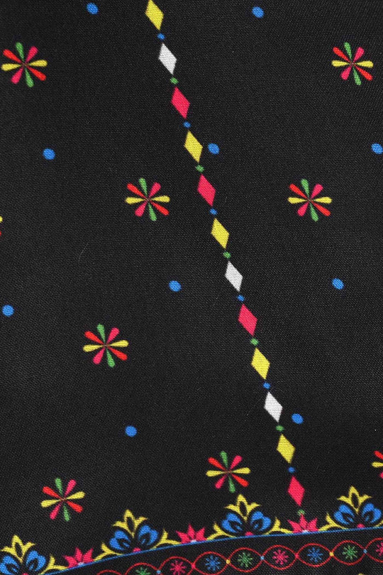 Infant Girls Poly Cambric Printed Kurti - Black