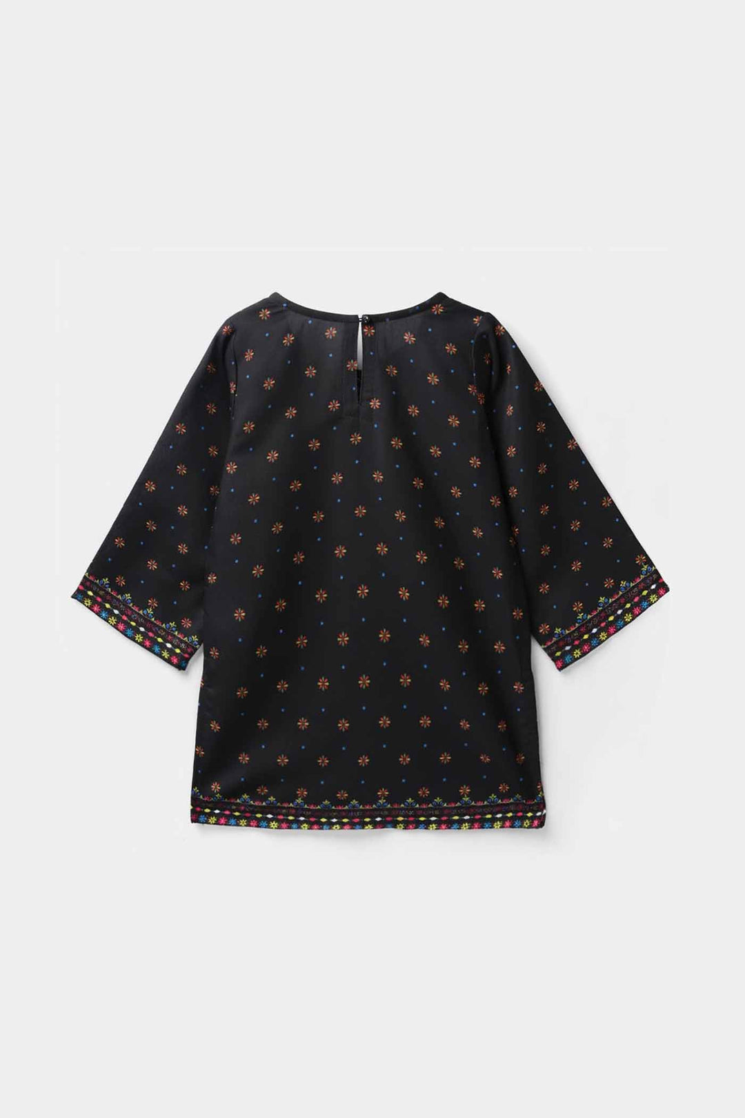 Infant Girls Poly Cambric Printed Kurti - Black