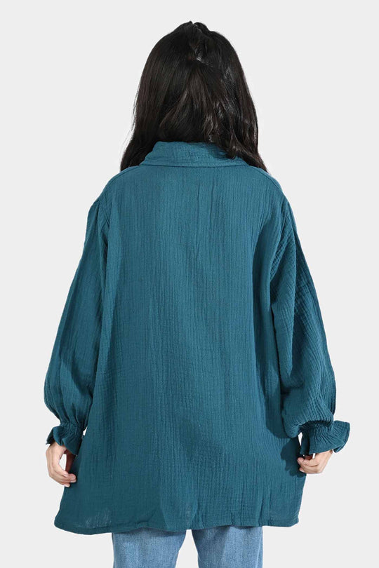 Girls Cotton Casual Top - Teal Green