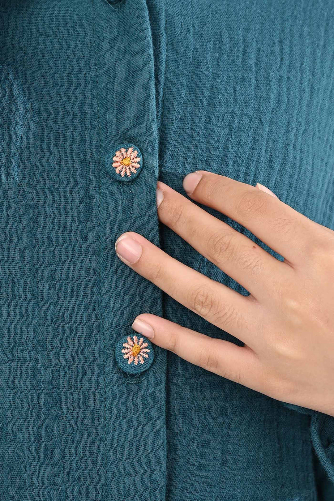 Girls Cotton Casual Top - Teal Green