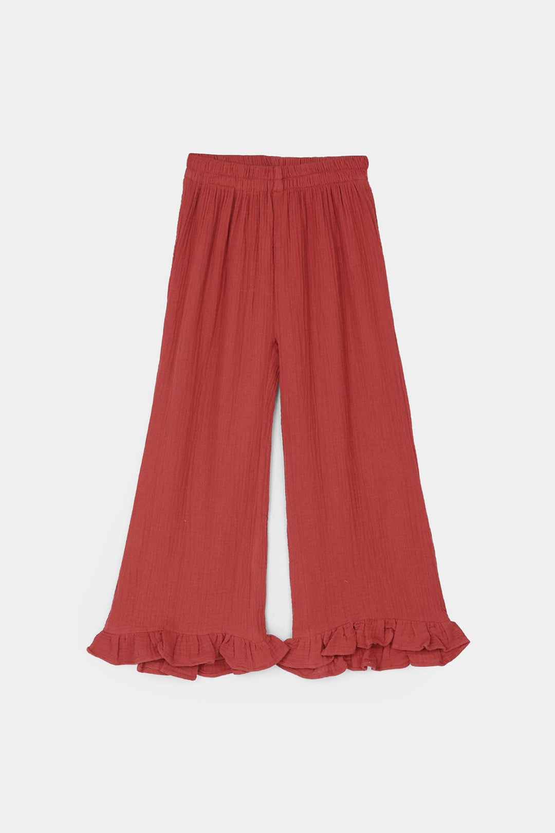 Girls Cotton Embroidered Co-Ord Set - Rust