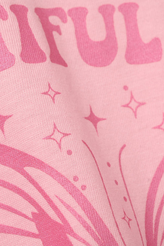 Girls Cotton Jersey T-Shirt (Butterfly) - Pink