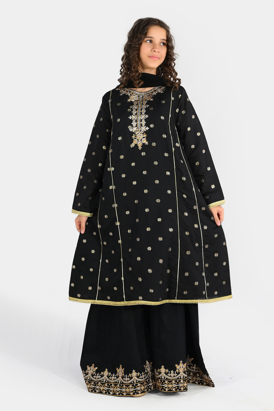Teens Girls Jacquard 3-Piece Set (Jewel) - Black