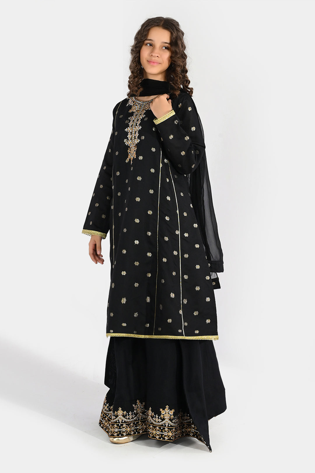 Teens Girls Jacquard 3-Piece Set (Jewel) - Black
