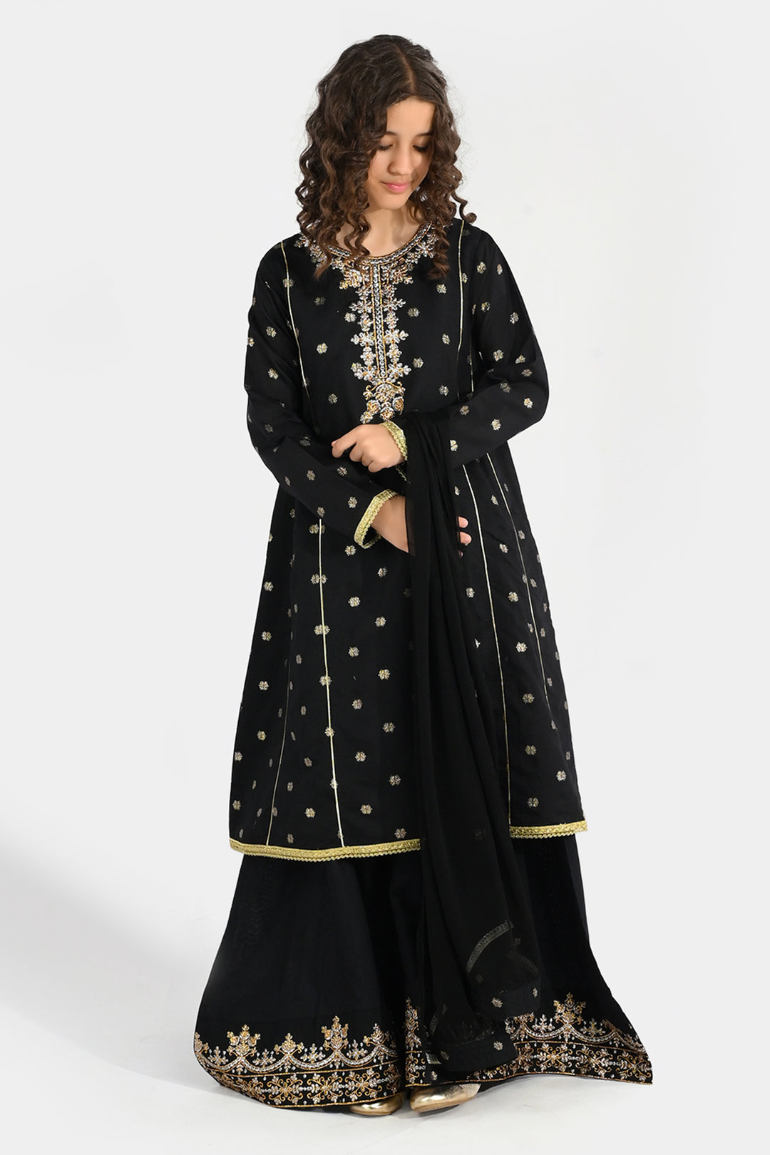 Teens Girls Jacquard 3-Piece Set (Jewel) - Black