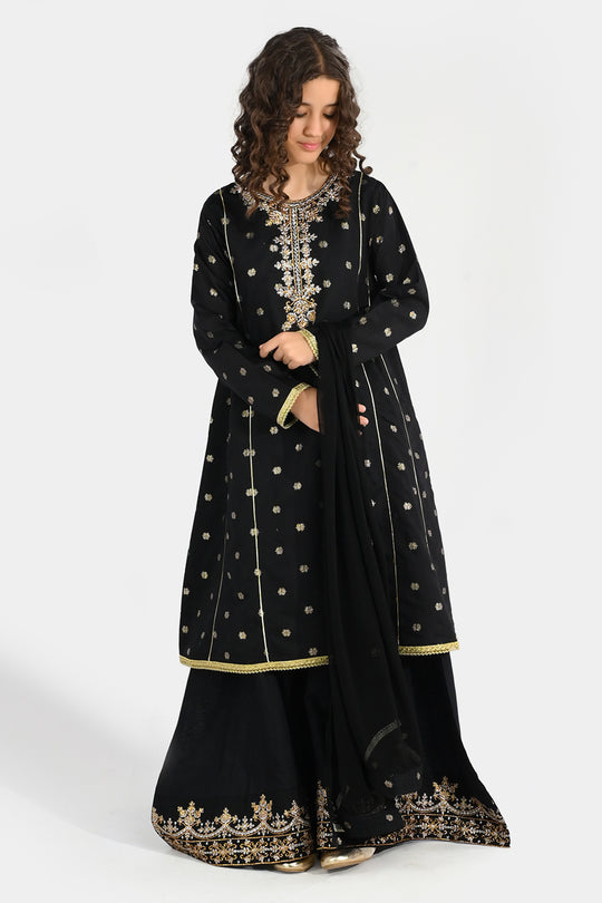 Teens Girls Jacquard 3-Piece Set (Jewel) - Black
