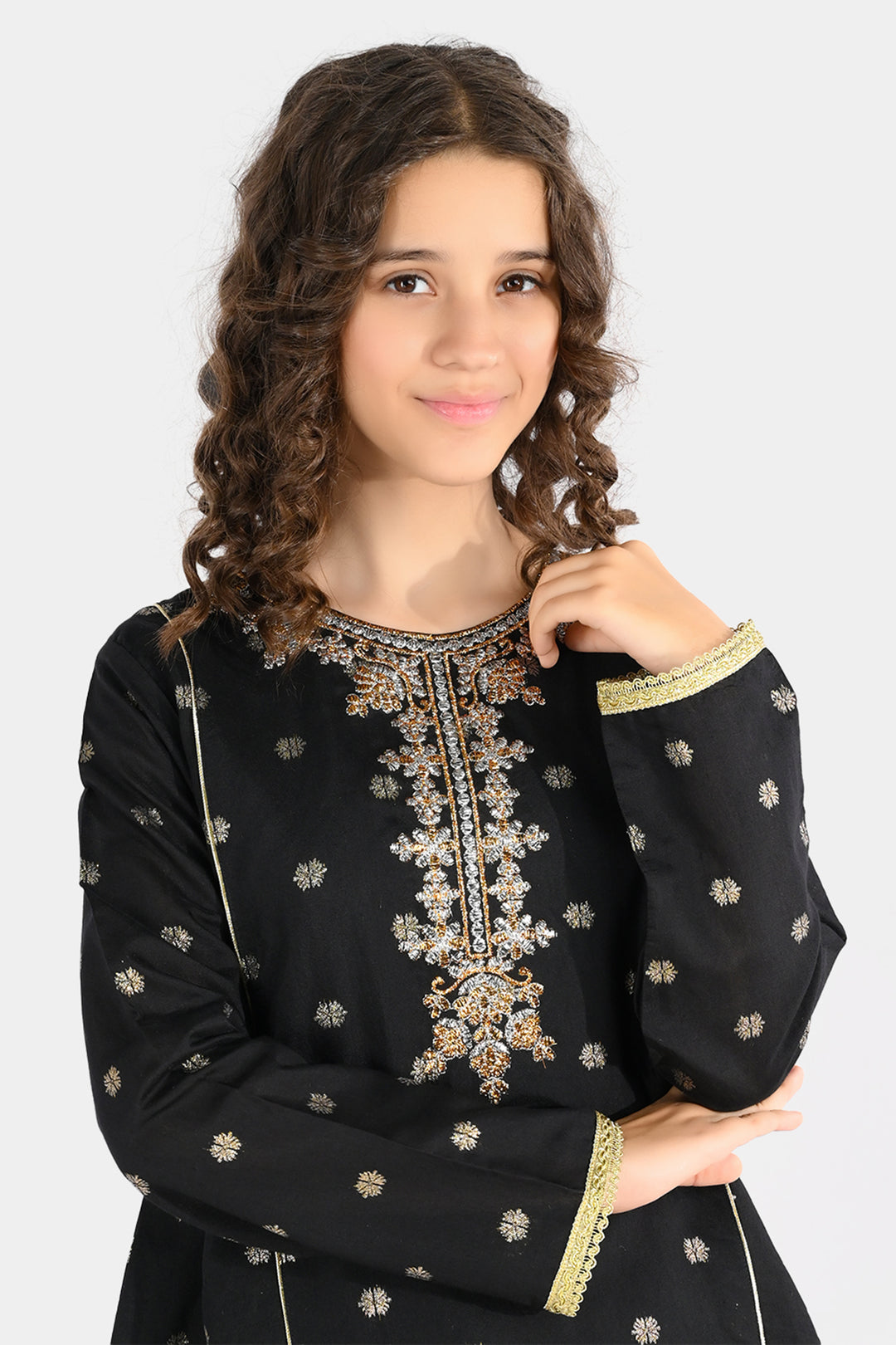 Teens Girls Jacquard 3-Piece Set (Jewel) - Black