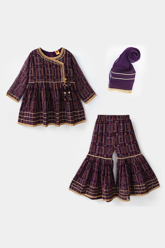 Girls Chiffon 3Pcs Sona Rani - Purple