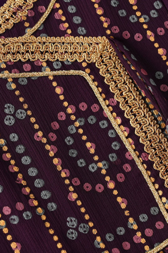 Girls Chiffon 3Pcs Sona Rani - Purple