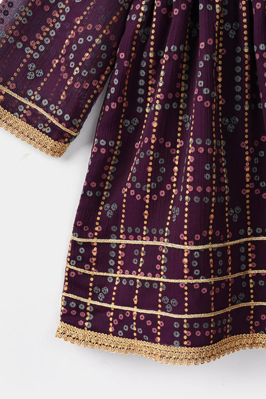 Girls Chiffon 3Pcs Sona Rani - Purple